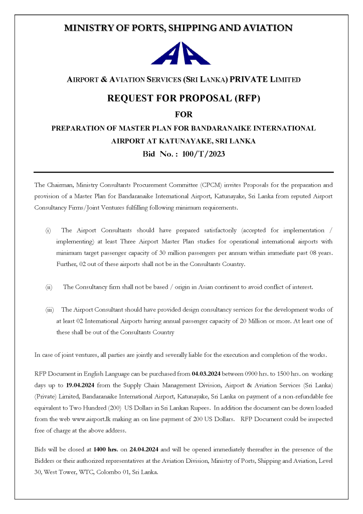 Request for Proposal (RFP) - Ministry of Ports, Shipping & Aviation ...