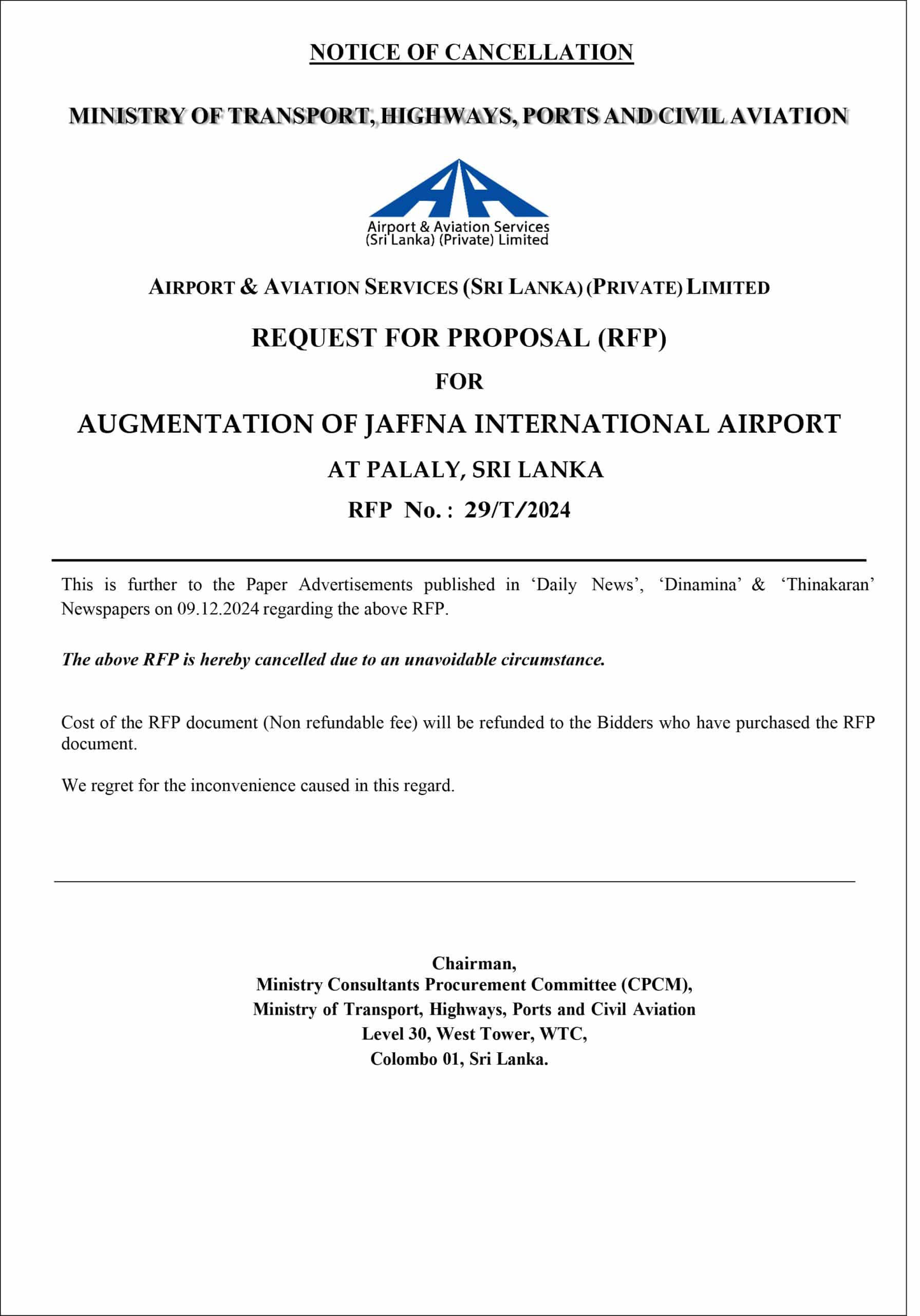 Request for Proposals (RFP) Ministry of Transport, Highways, Ports and ...