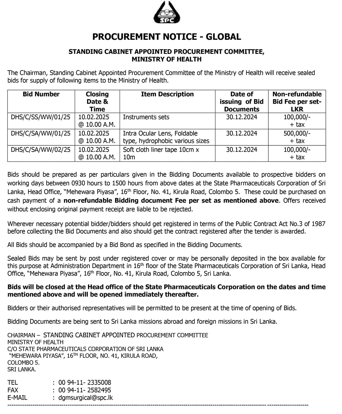 CABINET- 29.12.2024 -procument-notice
